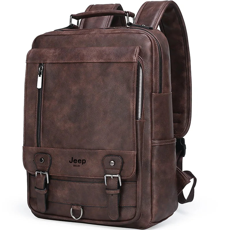Mochila de Couro Masculina Marrom - Ambimen