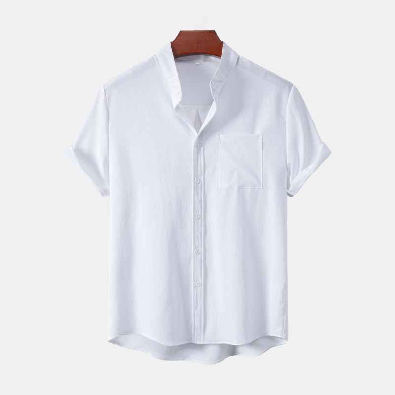 Camisa Masculina com Gola Padre e Caimento Leve - Branco