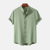 Camisa Masculina com Gola Padre e Caimento Leve - Verde