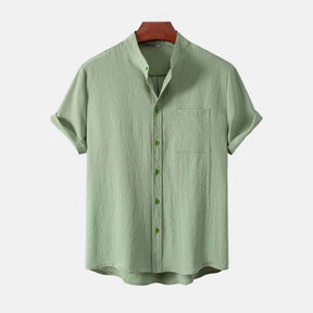 Camisa Masculina com Gola Padre e Caimento Leve - Verde