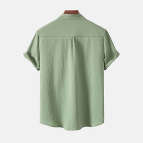Camisa Masculina com Gola Padre e Caimento Leve - Verde Costas