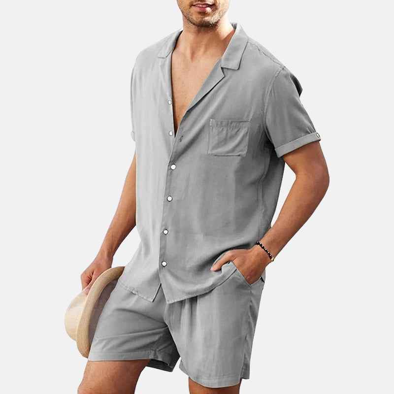 Conjunto Masculino Casual de Verão - Santorini - Cinza