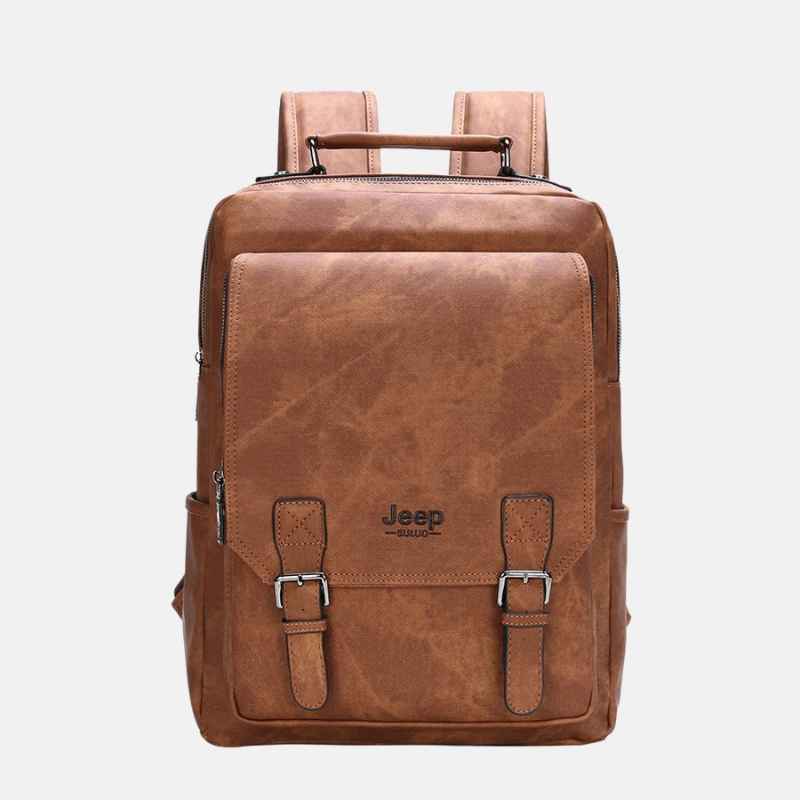 Mochila de Couro Masculina Adventure Cáqui