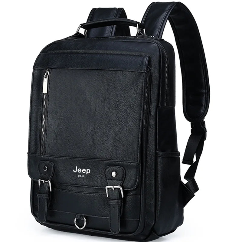 Mochila de Couro Masculina Preta - Ambimen